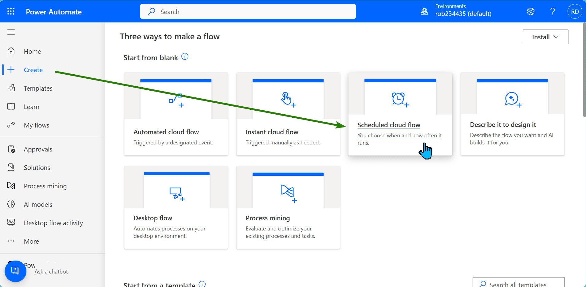 Creating scheduled cloud flow